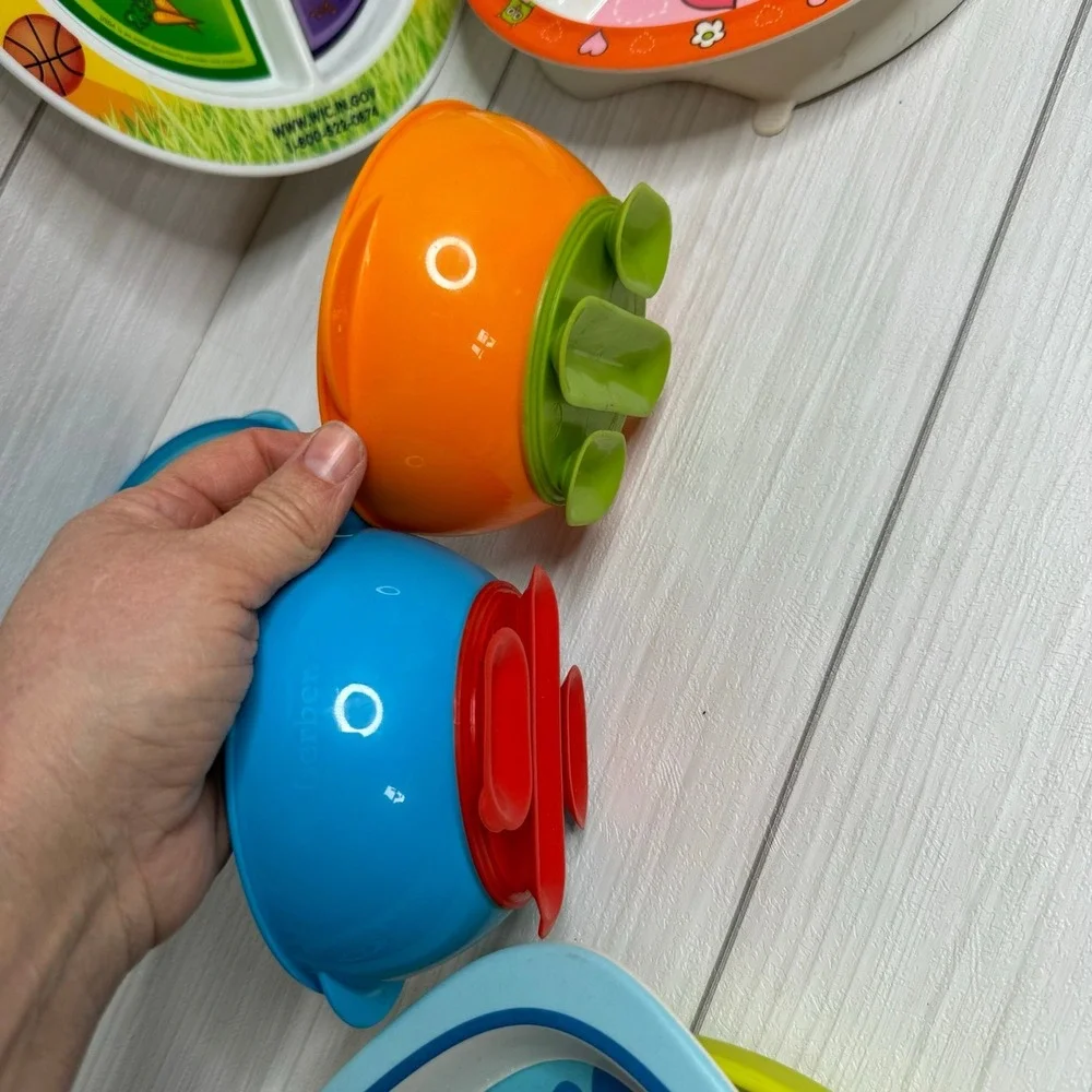 Simka Rose Gerber Toddler Feeding Bundle Suction Plates Bowls Divided Dishes